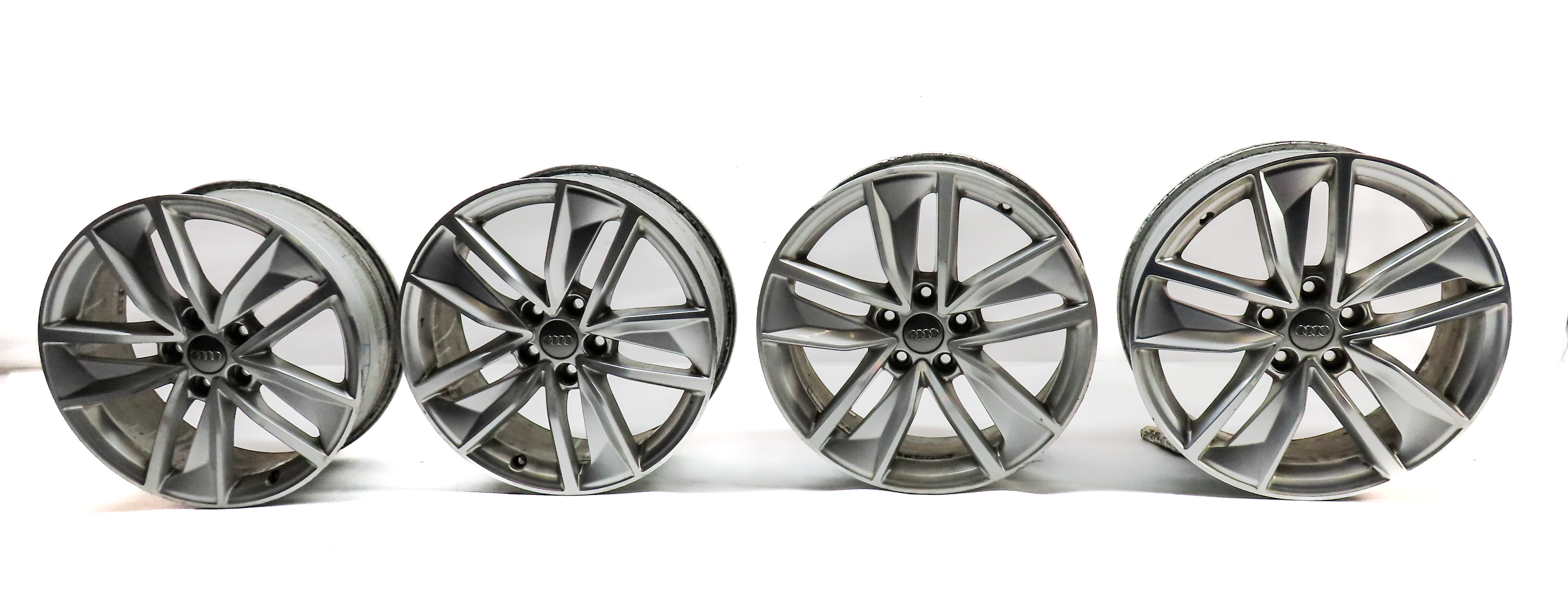 17-18 AUDI Q3 (8U) 18x7 ALUMINUM ALLOY 5-SPOKE FAN FLARED SPOKE WHEEL RIM SET-4 — exact item pictured
